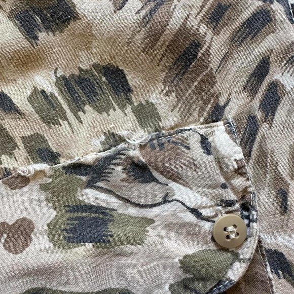 Vintage 80s BizTango Women Cream Brown Black Cheetah Zebra Lion Safari Shirt - Picture 4 of 4